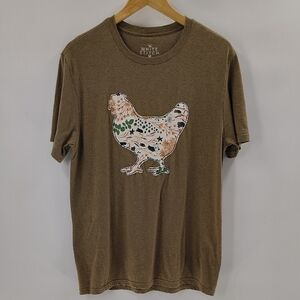 The White Stitch Applique chicken Tee Size Medium Cotton Blend